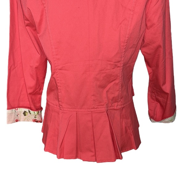 NEW Anthropologie Nick & Mo Coral Fitted Pleated Peplum Back Blazer - M - Picture 7 of 11